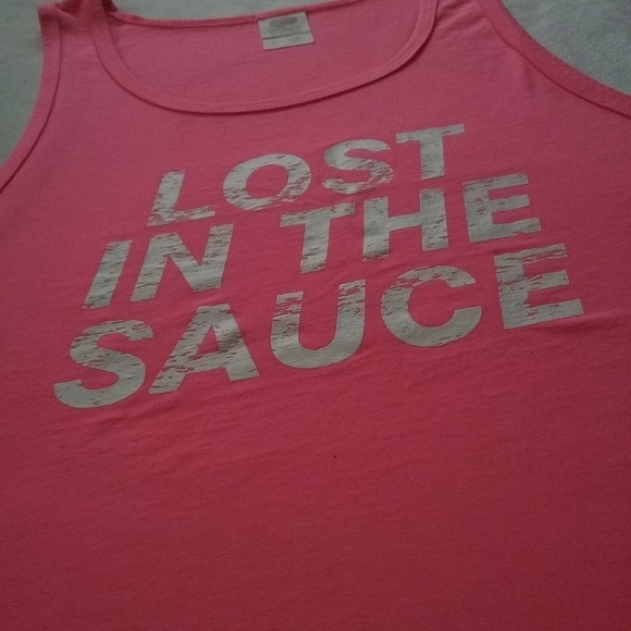 "LOST IN THE SAUCE"  Men's Muscle Shirt Pink - Picture 3 of 7